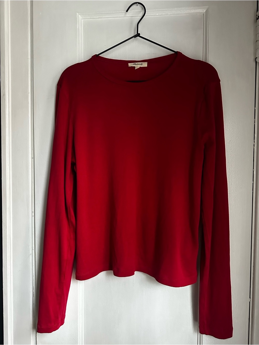 Madewell Red Long-Sleeve Crewneck Top